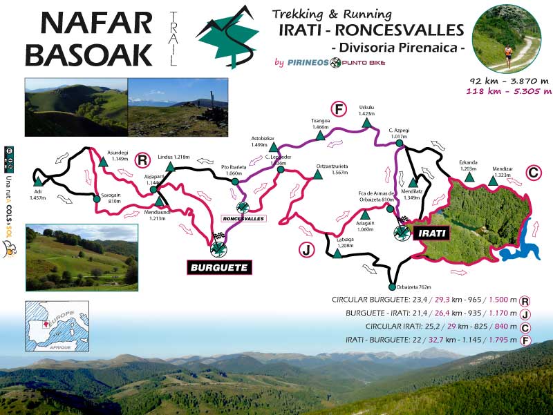 Mapa de ruta Nafar Basoak Trail Divisoria-Pirenaica mobile