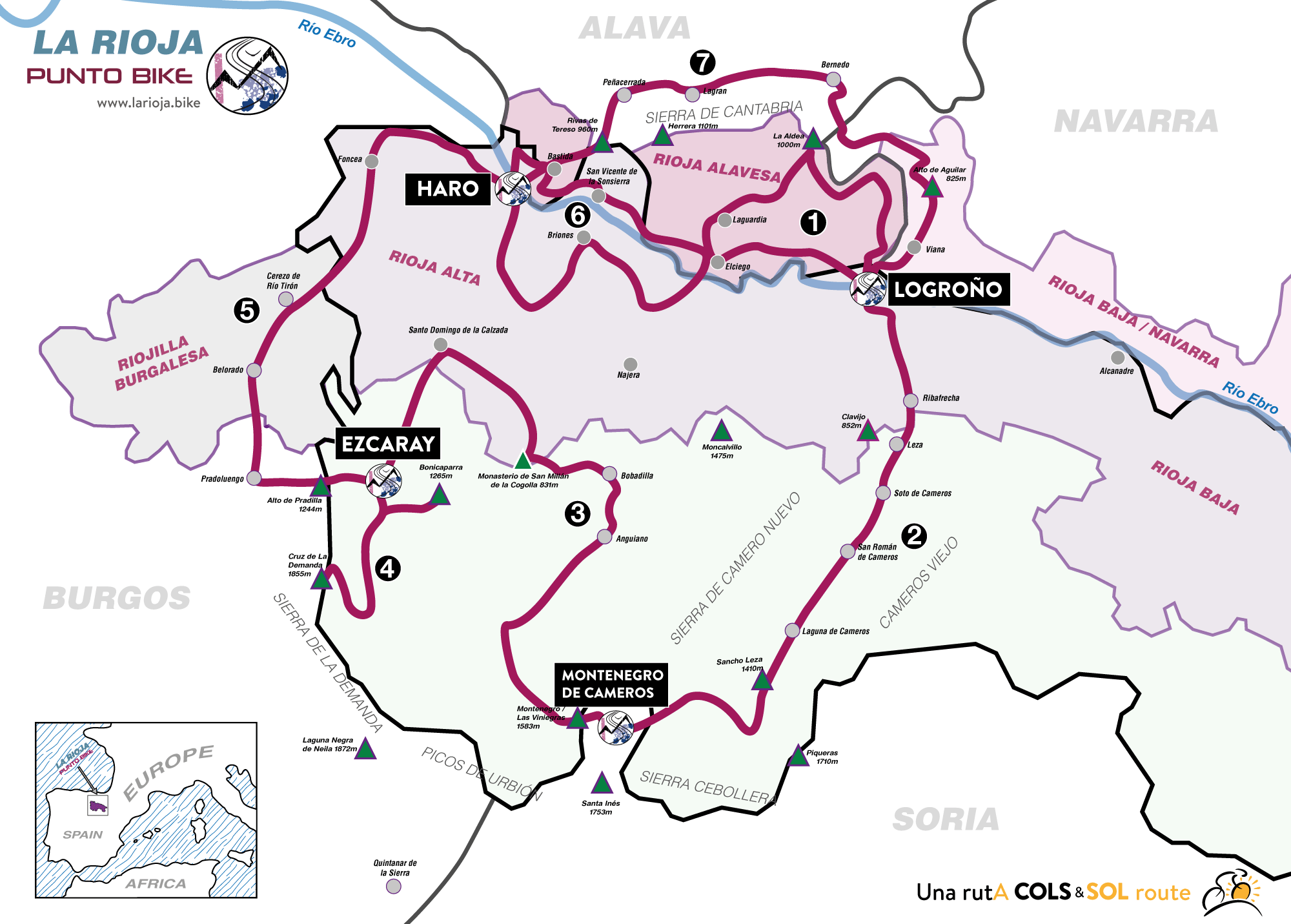 Map la-rioja-wineyards and mountains